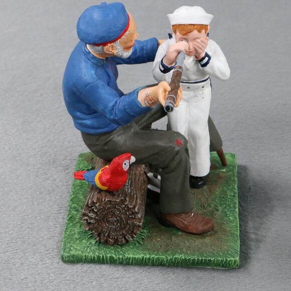 Norman Rockwell “Ship Ahoy” Figurine Danbury Mint 1992 Sailor Boy Grandpa Parrot - Picture 5 of 9